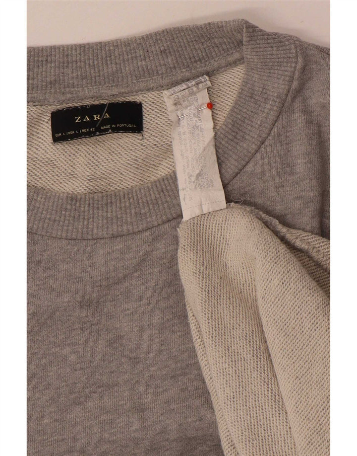 Zara Hombre Sudadera Jumper Large Algodón Moteado Gris