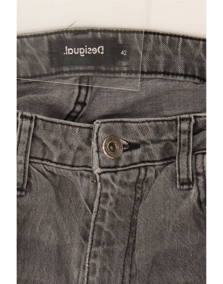 Desigual Jeans rectos con patrón abstracto para mujer EU 42 Large W32 L28 Gris