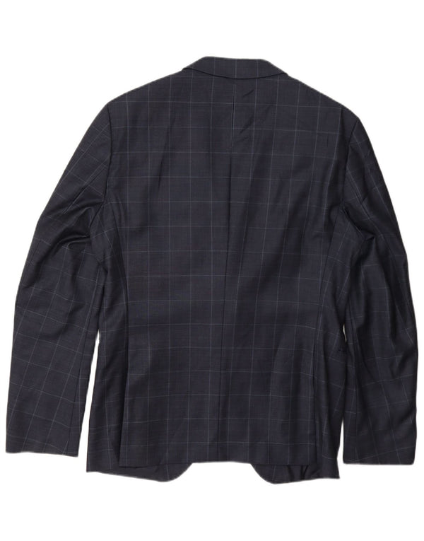 Hugo Boss Chaqueta tipo blazer de 2 botones para hombre UK 50 Large Navy Blue Check