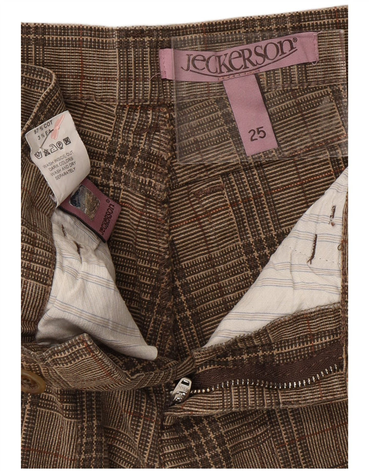 JECKERSON Pantalones casuales cónicos para mujer W25 L25 Algodón a cuadros marrón