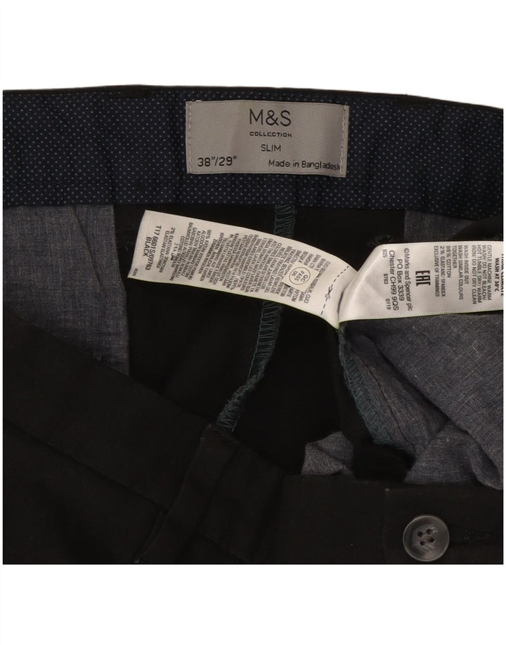 Marks & Spencer Pantalones chinos ajustados para hombre W38 L29 Algodón negro