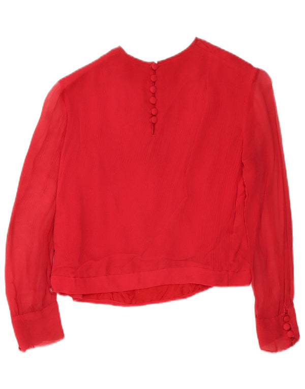 Blusa vintage de manga 3/4 para mujer UK 10 Small Red