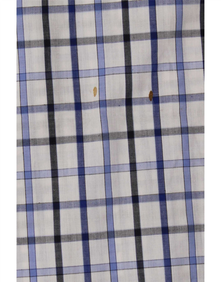 Pierre Cardin Camisa De Manga Corta Para Hombre Poliéster A Cuadros Azul Pequeño