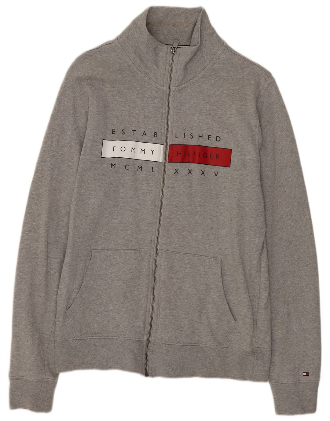 Tommy Hilfiger Chaqueta De Chándal Con Gráfico Para Hombre De Algodón Moteado Gris Medio