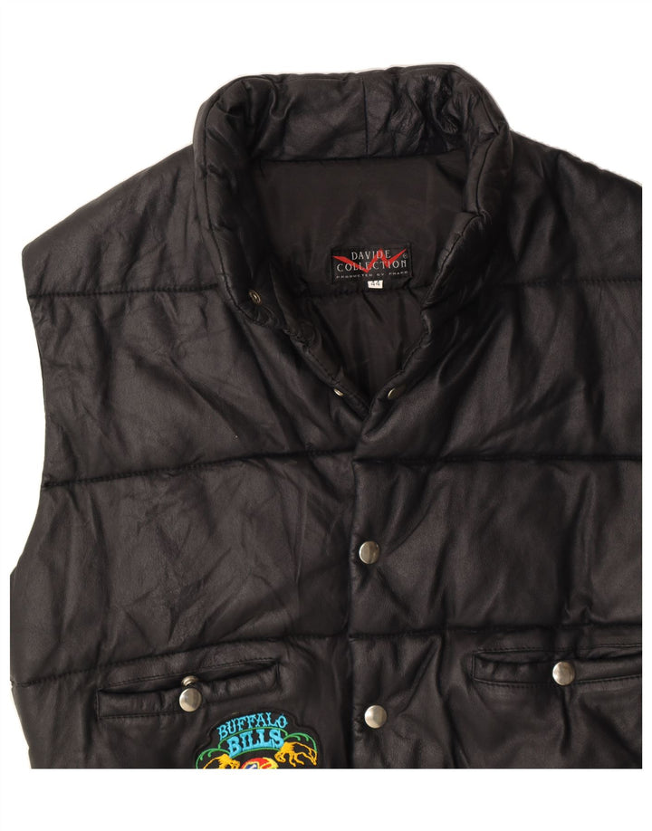 VINTAGE Womens Crop Padded Gilet IT 44 Medium Black Acetate Vintage Vintage and Second-Hand Vintage from Messina Hembry 