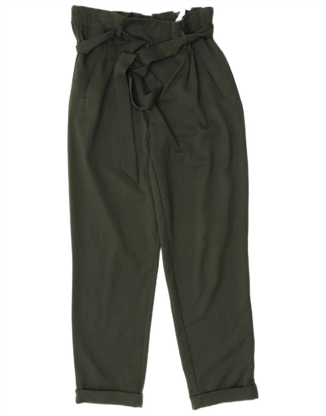 ZARA Mujer Pantalón Casual Pegged Mediano W28 L27 Verde Poliéster