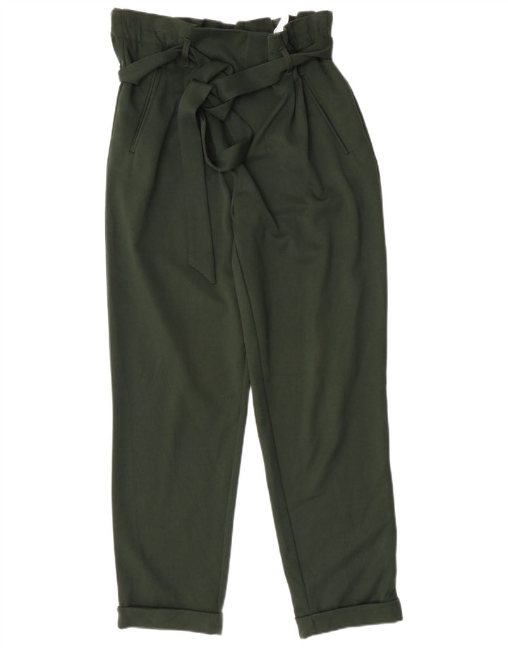 ZARA Mujer Pantalón Casual Pegged Mediano W28 L27 Verde Poliéster