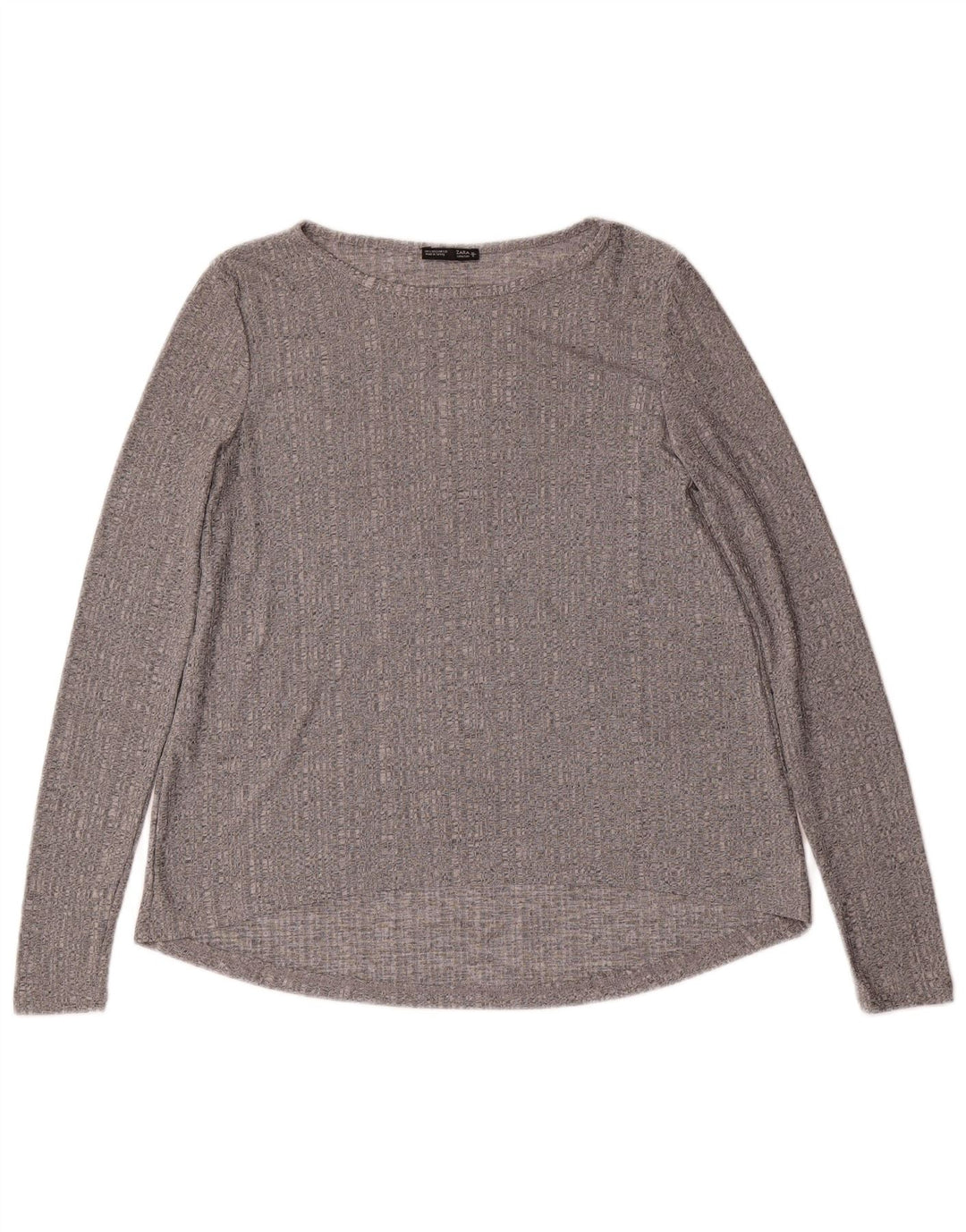 Zara Mujer Top Manga Larga UK 40 Pequeño Gris Moteado