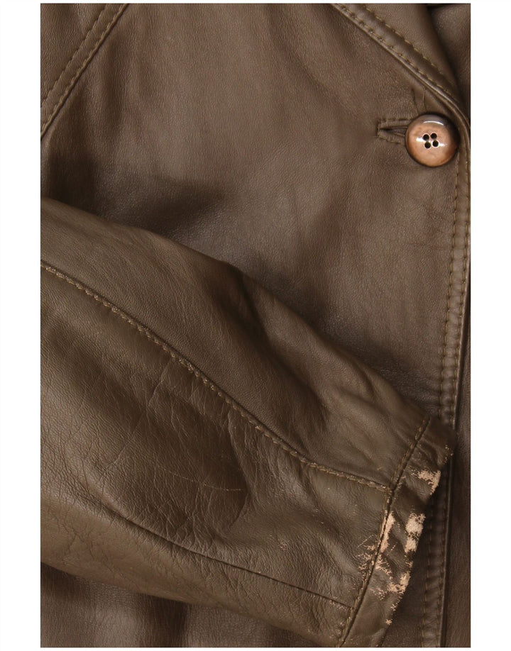 Vintage mujer chaqueta de cuero Reino Unido 16 marrón grande