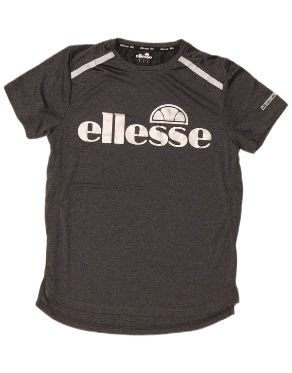 Ellesse Mens Slim Fit Graphic Camiseta Top Pequeño Gris Poliéster