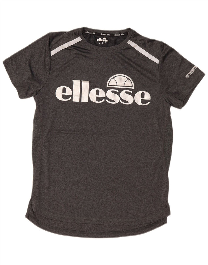 Ellesse Mens Slim Fit Graphic Camiseta Top Pequeño Gris Poliéster