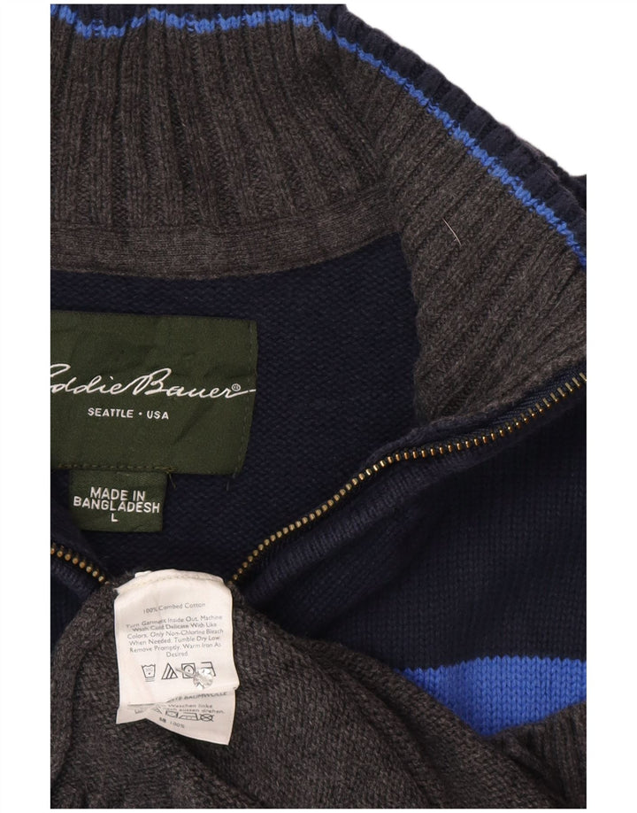 Eddie Bauer Jersey De Cuello Con Cremallera Para Hombre De Algodón Gris Grande Con Bloques De Color
