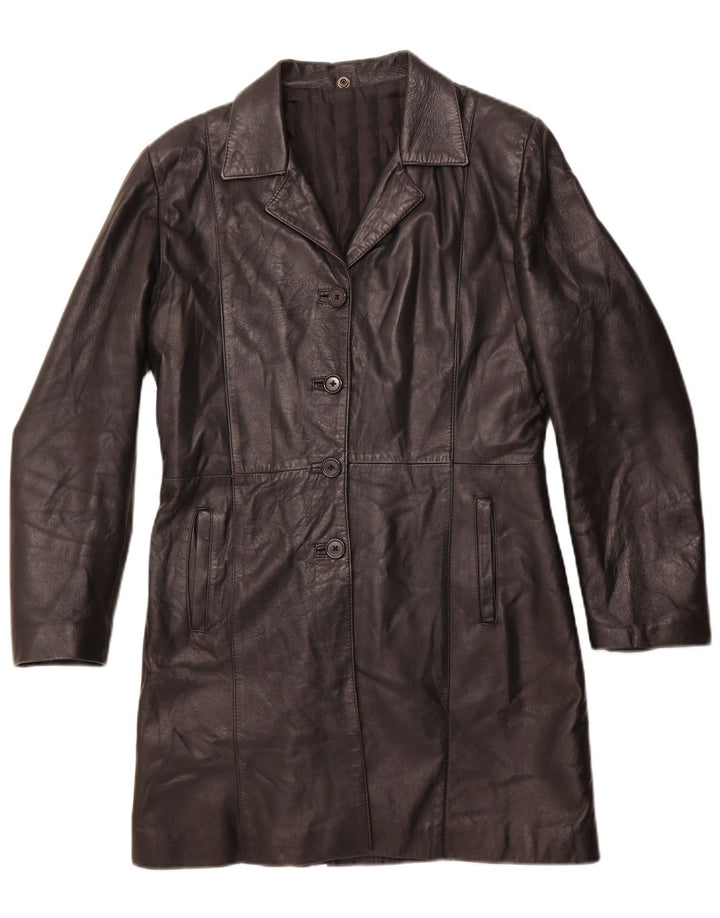 VINTAGE Abrigo de cuero para mujer IT 44 Medio Negro