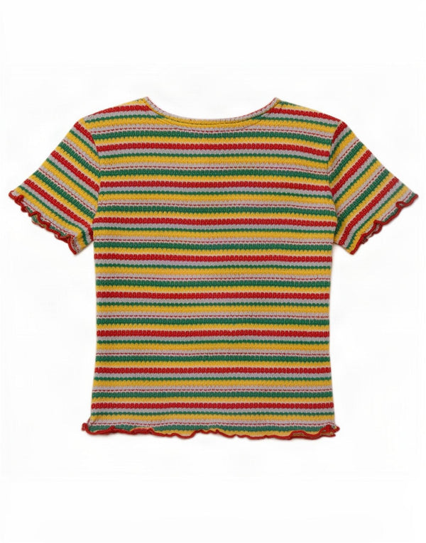 Zara Mujer Trafaluc Crop Blusa Top UK 8 Small Multicolor Rayas