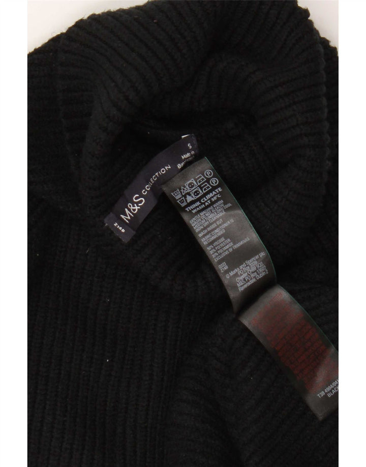 Marks & Spencer Suéter tipo jersey con cuello vuelto para mujer UK 10 Small Viscosa negra