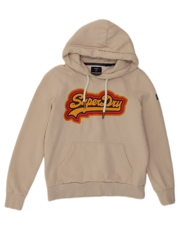 Superdry Jersey con capucha gráfica para mujer Reino Unido 10 Small Beige Cotton