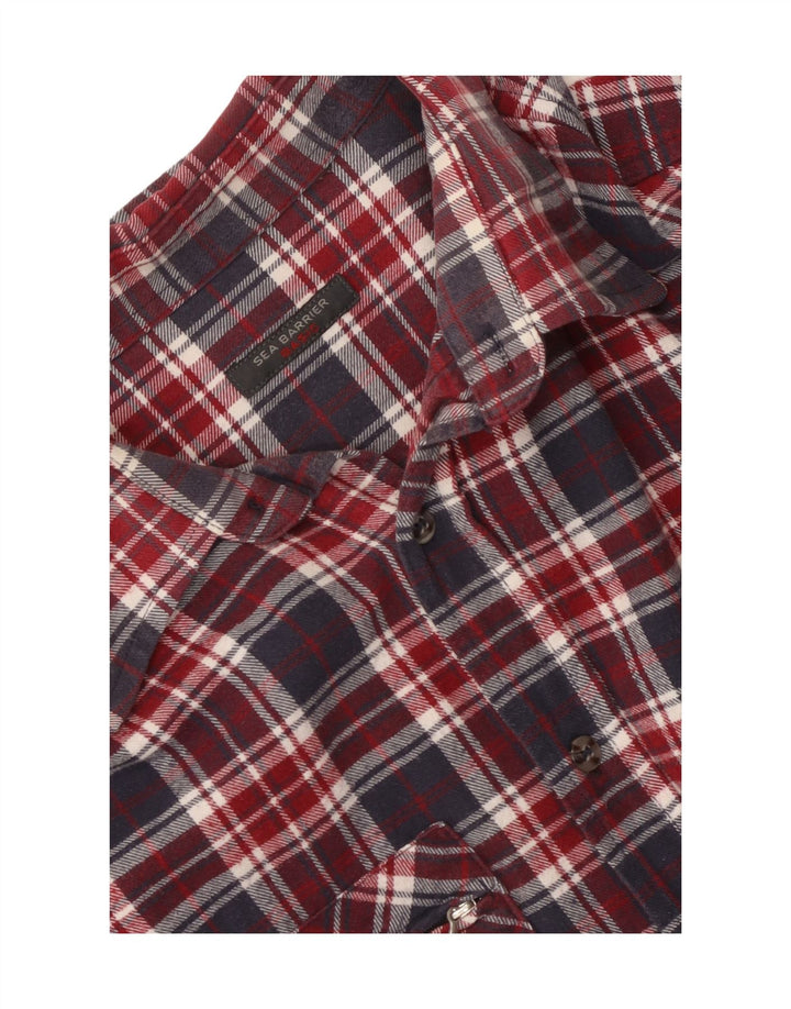 Camisa de franela para hombre Sea Barrier a cuadros rojos medianos