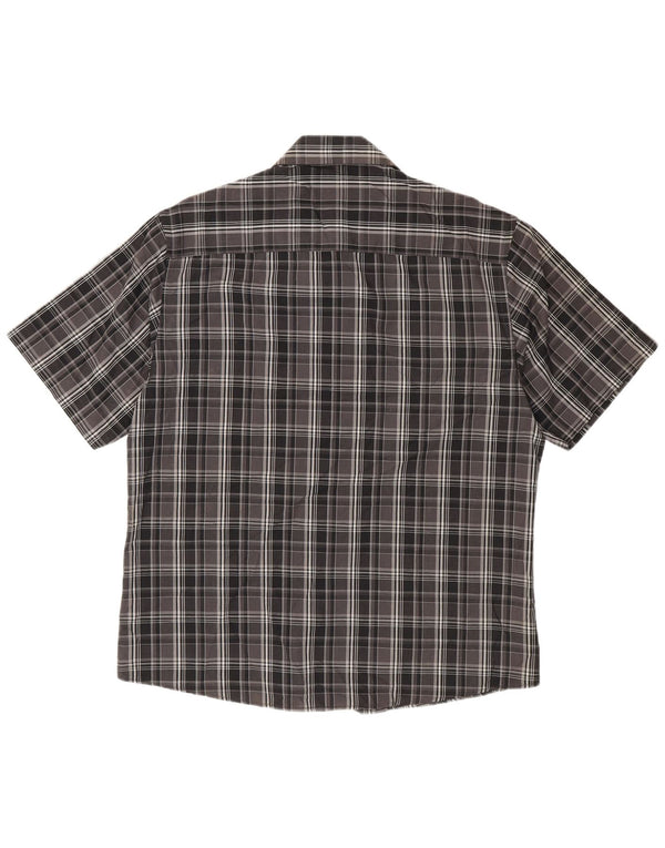 Pierre Cardin Camisa Manga Corta Hombre XL Poliéster Cuadros Negros