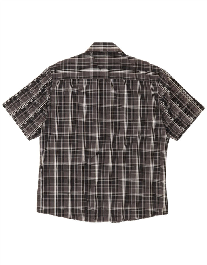 Pierre Cardin Camisa Manga Corta Hombre XL Poliéster Cuadros Negros