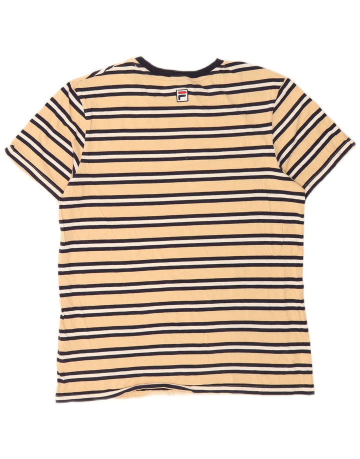 Fila Camiseta gráfica para hombre Top de algodón a rayas amarillo medio