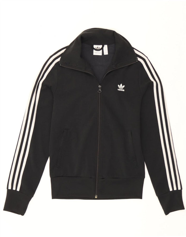 Adidas Mujer Chándal Top Chaqueta UK 8 Pequeño Poliéster Negro