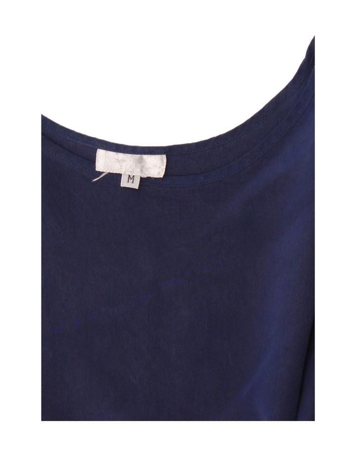 Vintage mujer blusa sin mangas Top Reino Unido 14 azul marino medio