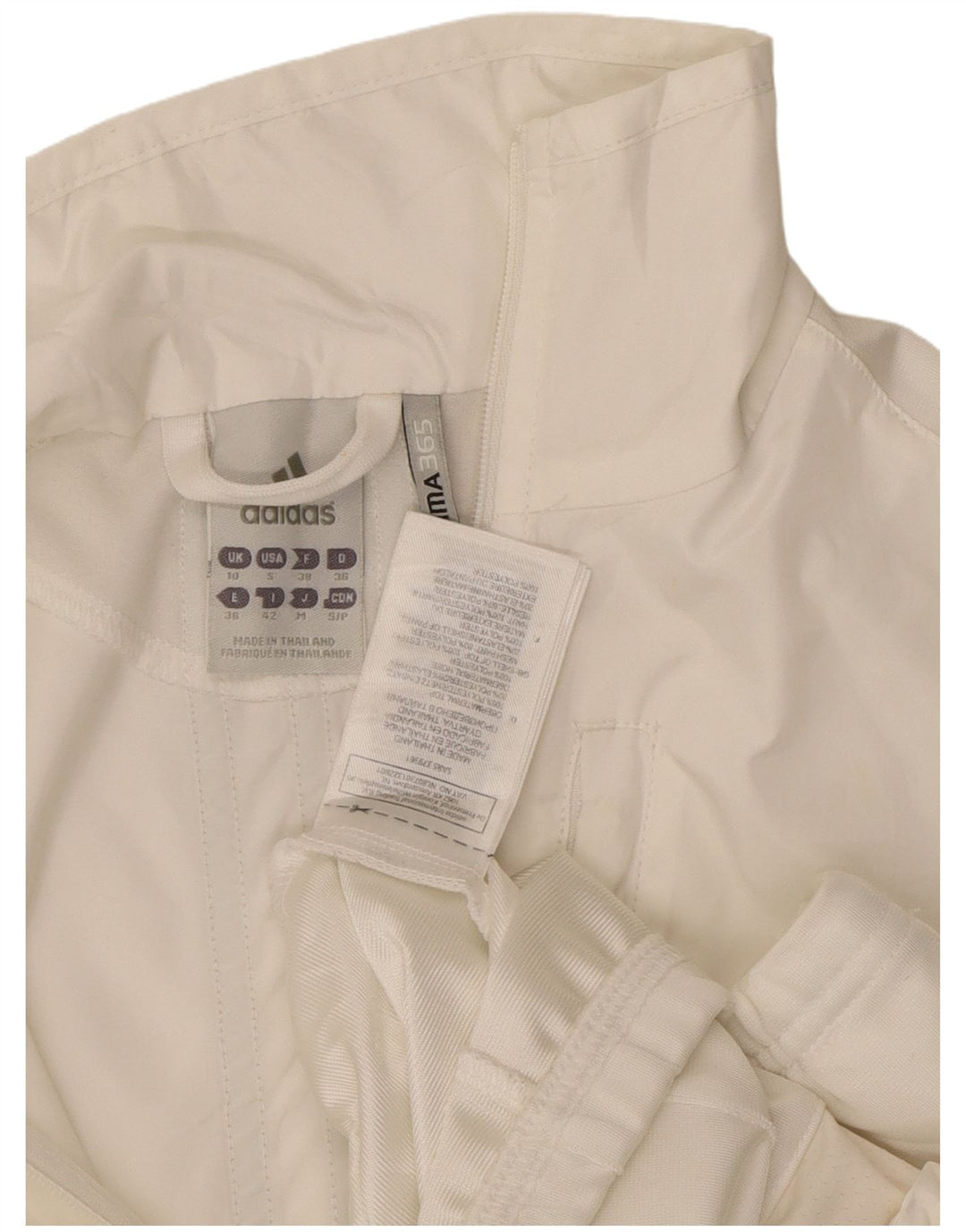 ADIDAS Mujer Clima 365 Chándal Top Chaqueta Reino Unido 10 Pequeño Poliéster Blanco
