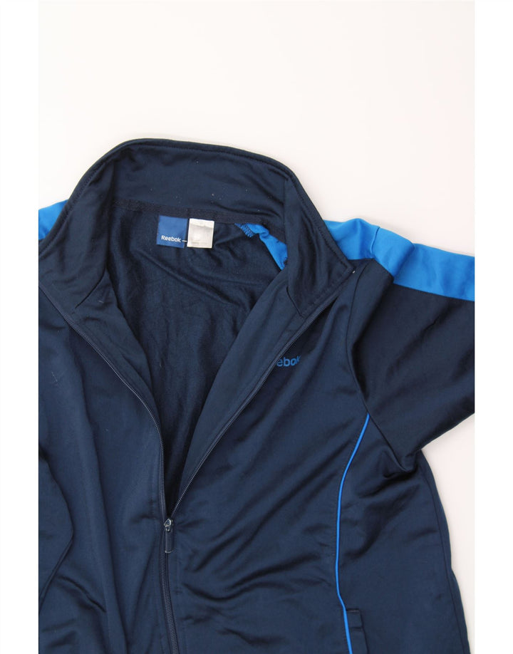 REEBOK Womens Tracksuit Top Jacket UK 16 Large Navy Blue Colourblock Vintage Reebok and Second-Hand Reebok from Messina Hembry 