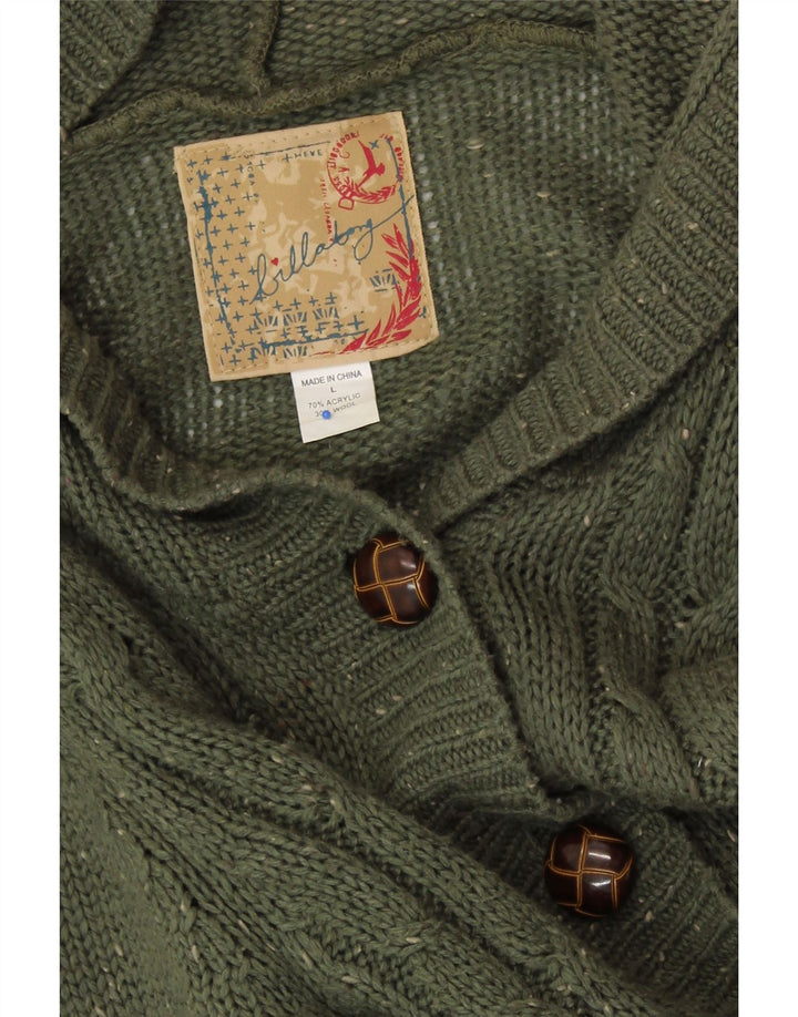 BILLABONG Suéter tipo cárdigan largo para mujer UK 40 Grande con moteados verdes