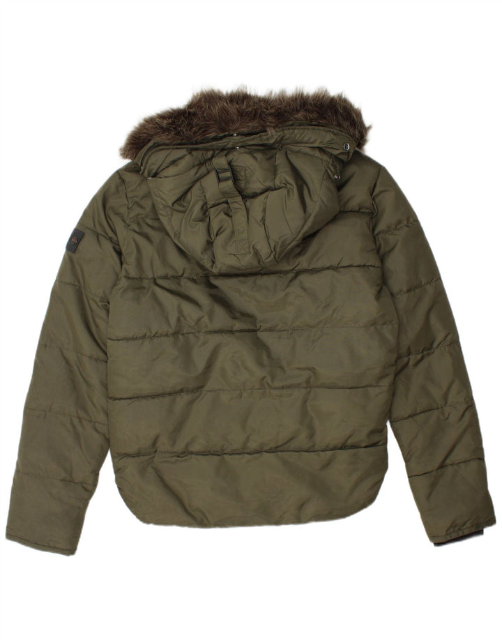 SUPERDRY Chaqueta acolchada con capucha para hombre UK 36 Small Khaki Nylon