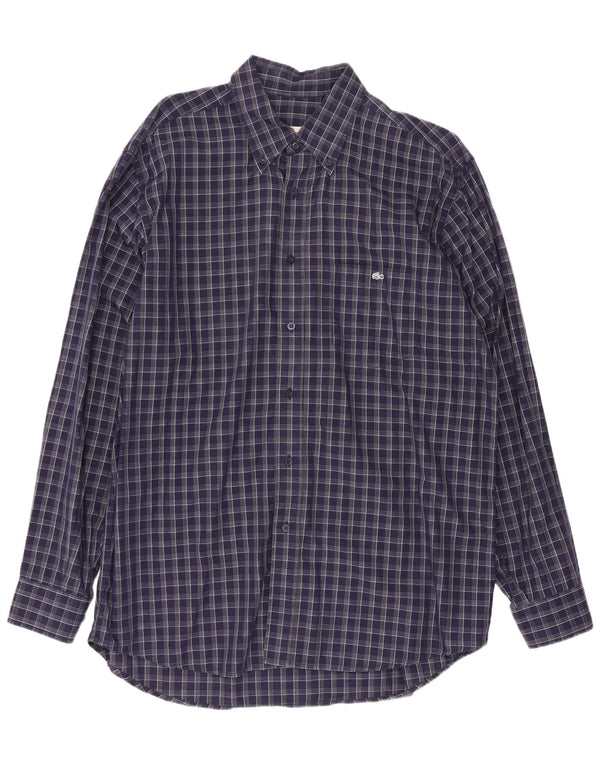 Camisa Lacoste Hombre Talla 42 Grande Azul Marino Cuadros Algodón