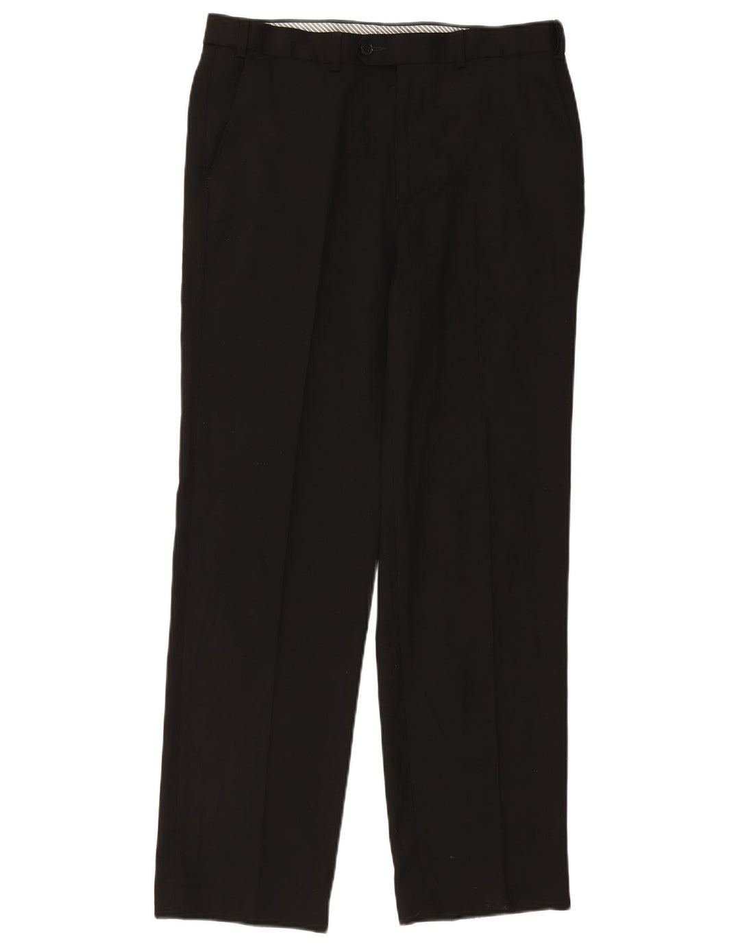 Marks & Spencer Pantalón de traje recto para hombre W34 L33 Poliéster negro