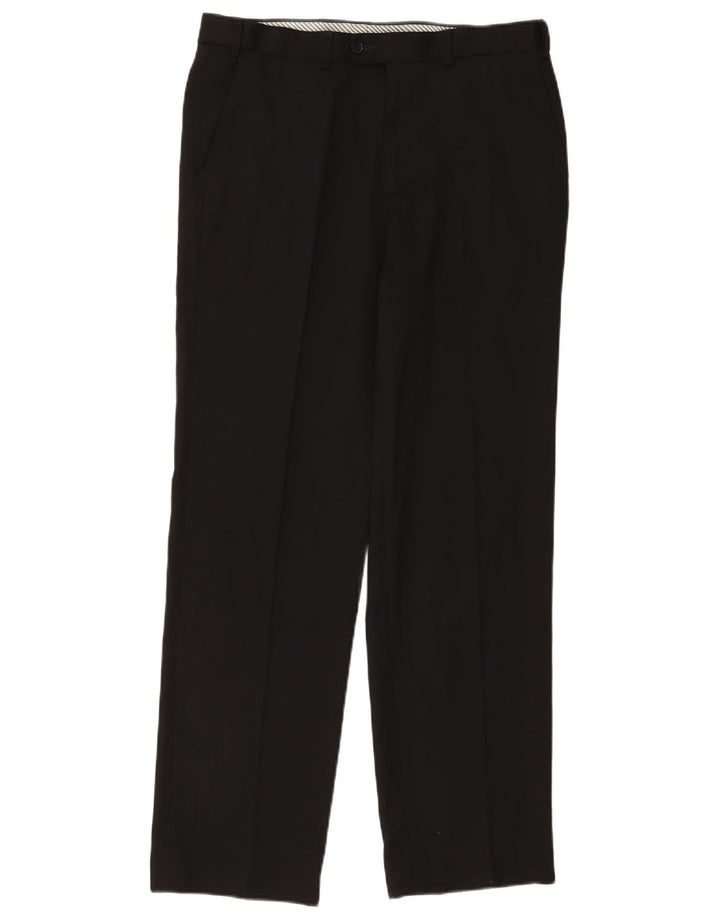 Marks & Spencer Pantalón de traje recto para hombre W34 L33 Poliéster negro