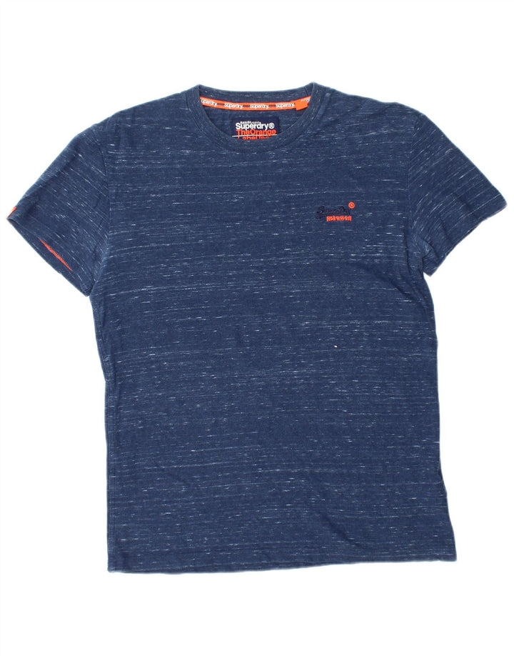 SUPERDRY Hombre Camiseta Top Algodón Moteado Azul Medio