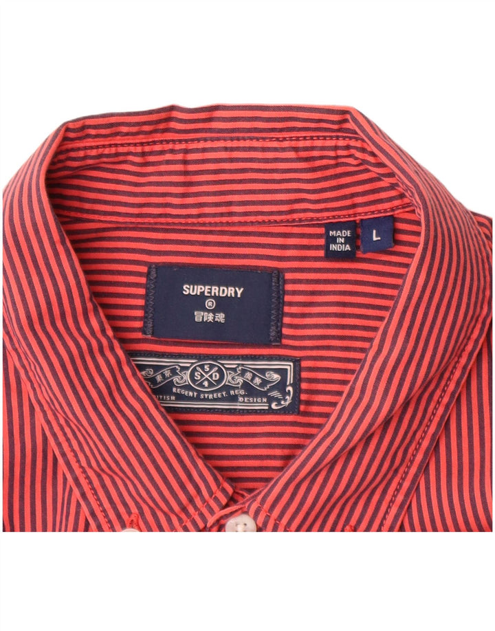Camisa SUPERDRY para hombre, talla grande, roja, a rayas