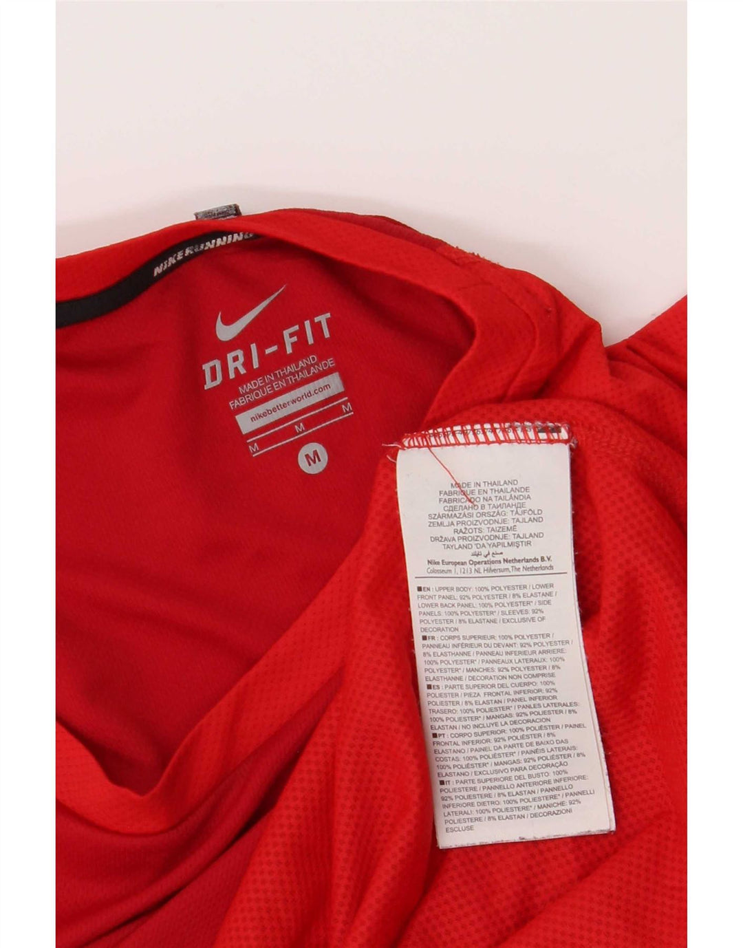 Camiseta Nike Dri Fit para hombre Top medio rojo color block Poliéster