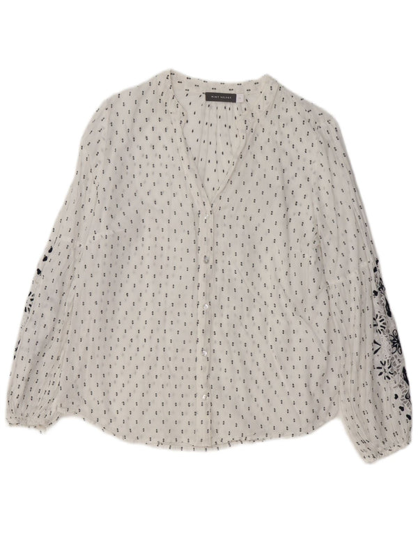 MINT VELVET Blusa camisera gráfica para mujer UK 40 Grande Algodón floral blanco