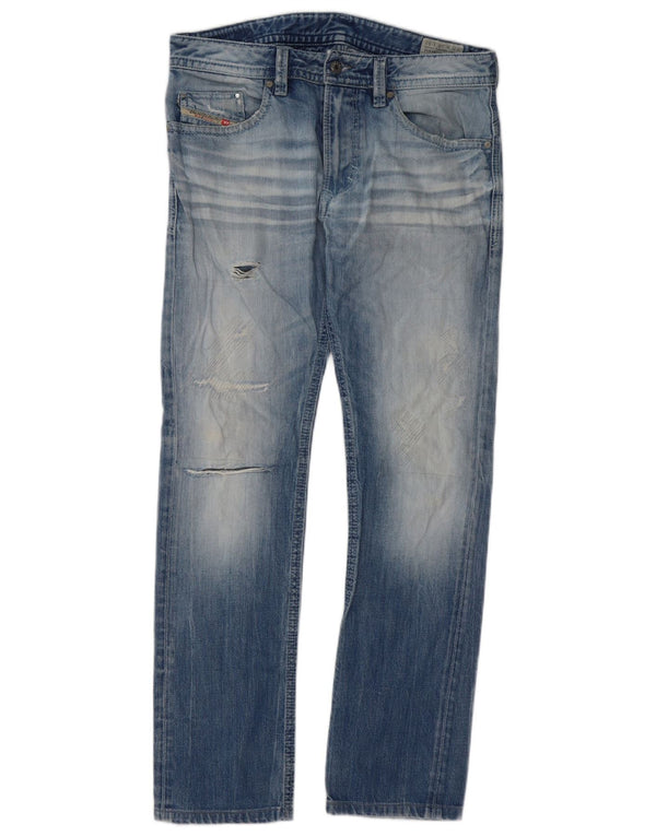Diesel Hombre Thavar Vaqueros Ajustados Desgastados W30 L32 Algodón Azul