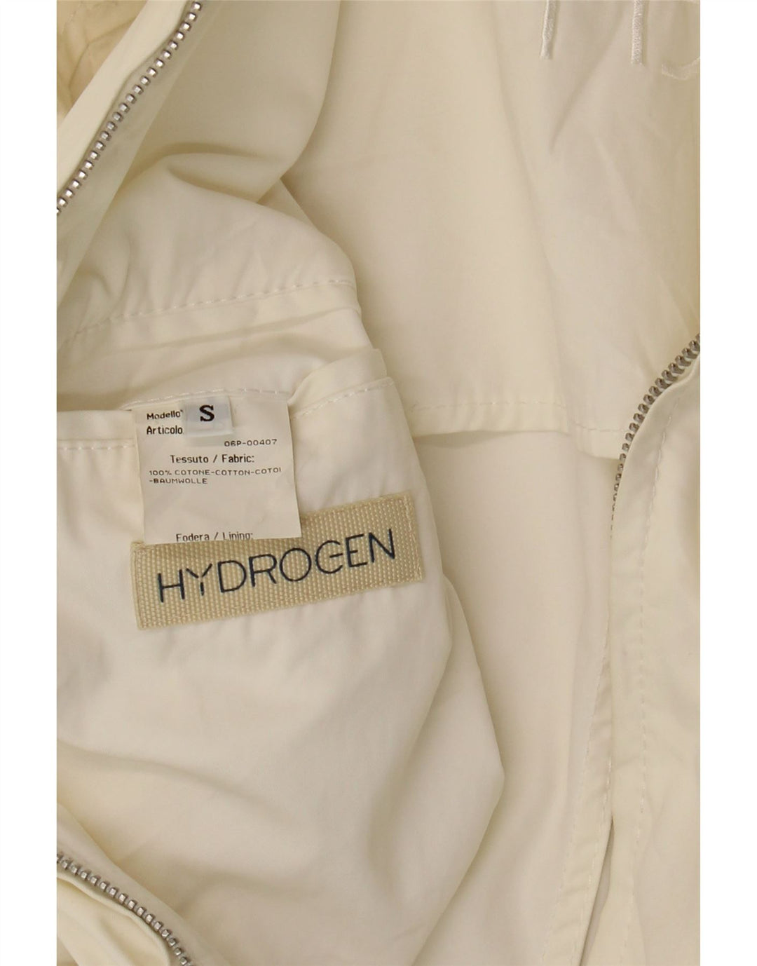 HYDROGEN Womens Crop Bomber Jacket UK 10 Small Off White Cotton Vintage HYDROGEN and Second-Hand HYDROGEN from Messina Hembry 