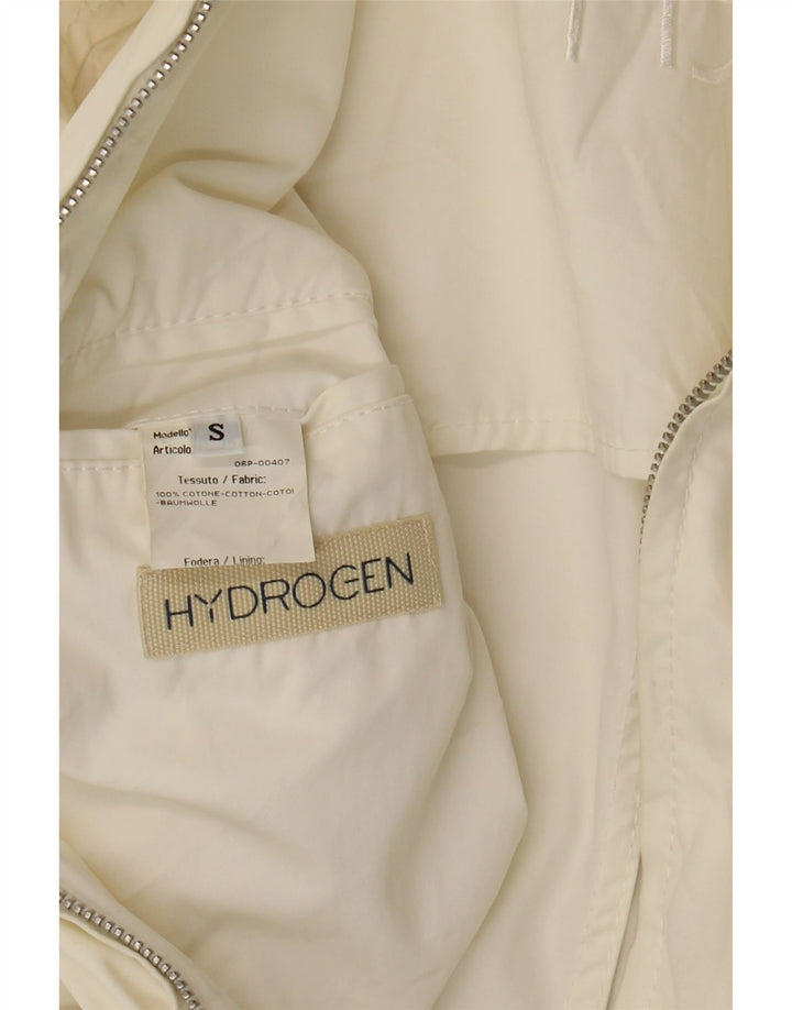 HYDROGEN Womens Crop Bomber Jacket UK 10 Small Off White Cotton Vintage HYDROGEN and Second-Hand HYDROGEN from Messina Hembry 