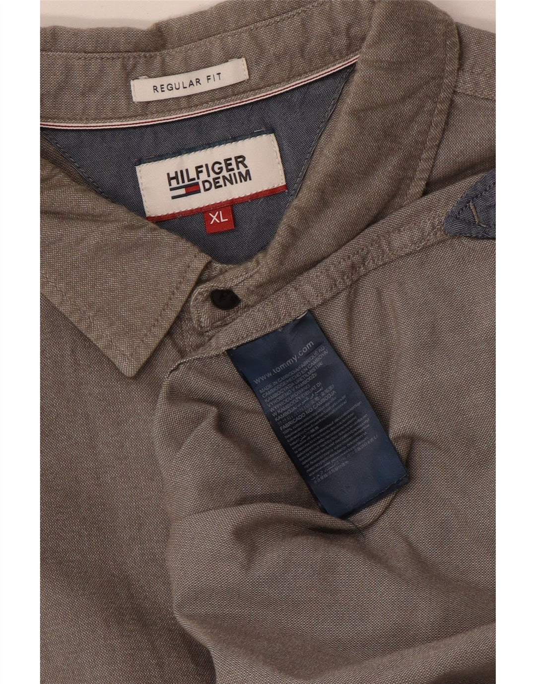 Camisa Tommy Hilfiger Hombre Regular Fit XL Algodón Gris