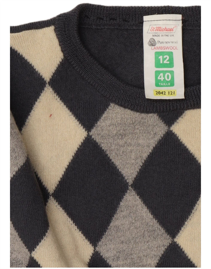 St Michael - Jersey para mujer con cuello barco, talla 40, color gris medio, argyle/diamante