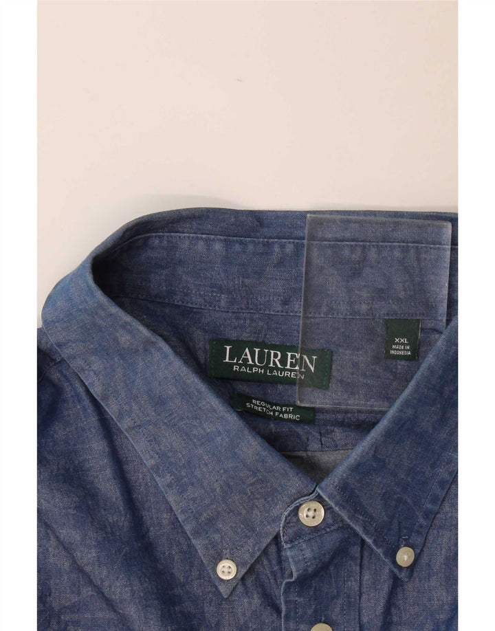 Ralph Lauren Camisa de ajuste regular para hombre 2XL Elastano floral azul marino