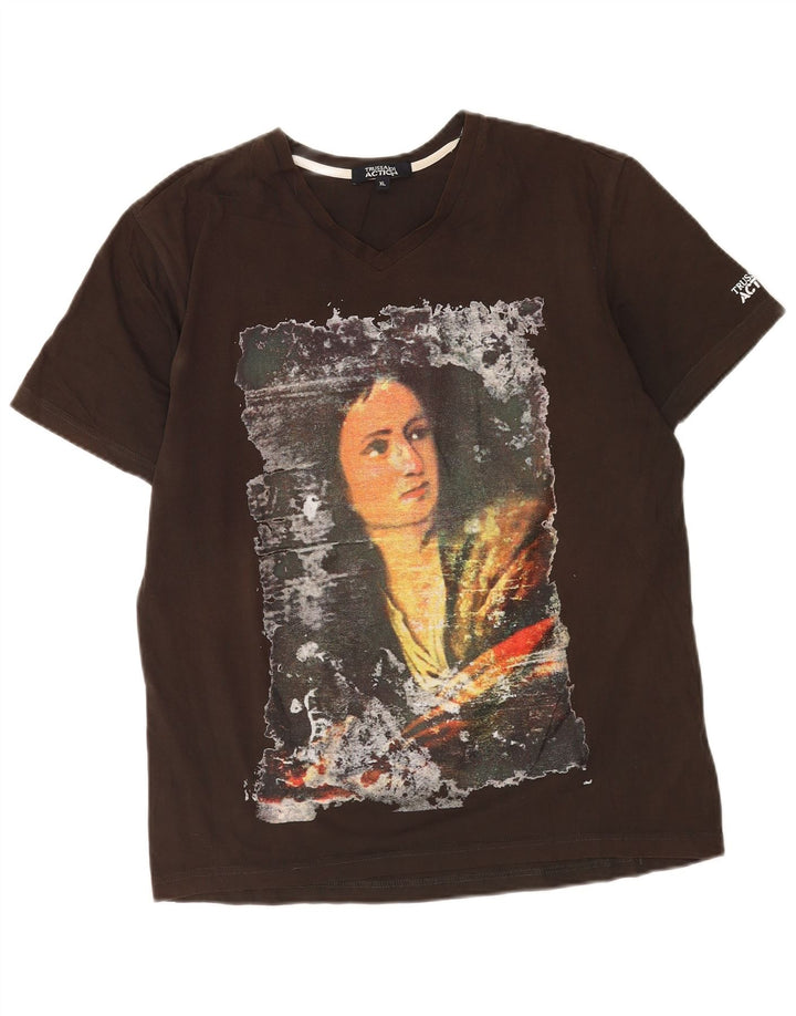 Trussardi Hombre Camiseta Gráfica Top XL Marrón