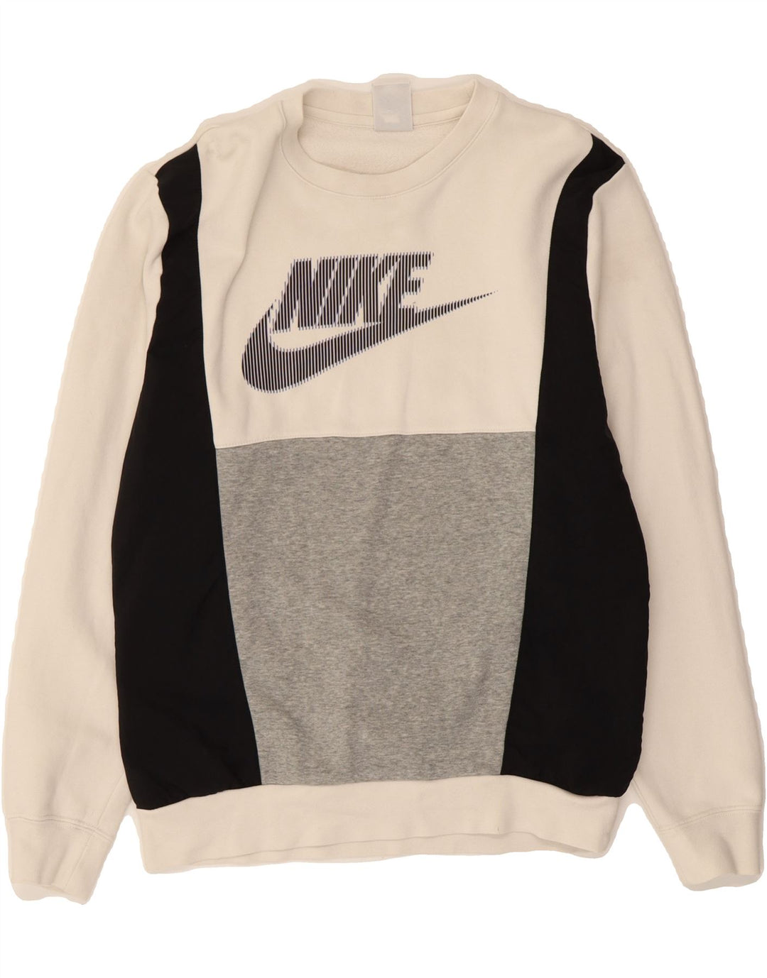 NIKE Sudadera con estampado gráfico tipo jersey de algodón blanco color block para hombre