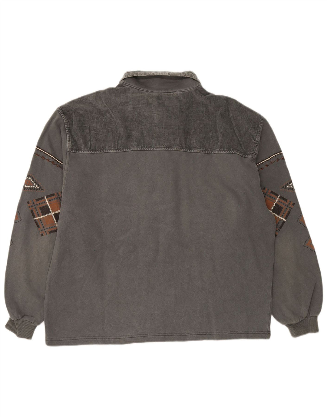 Chewan Hombre Polo Cuello Sudadera Jumper XL Gris Geométrico
