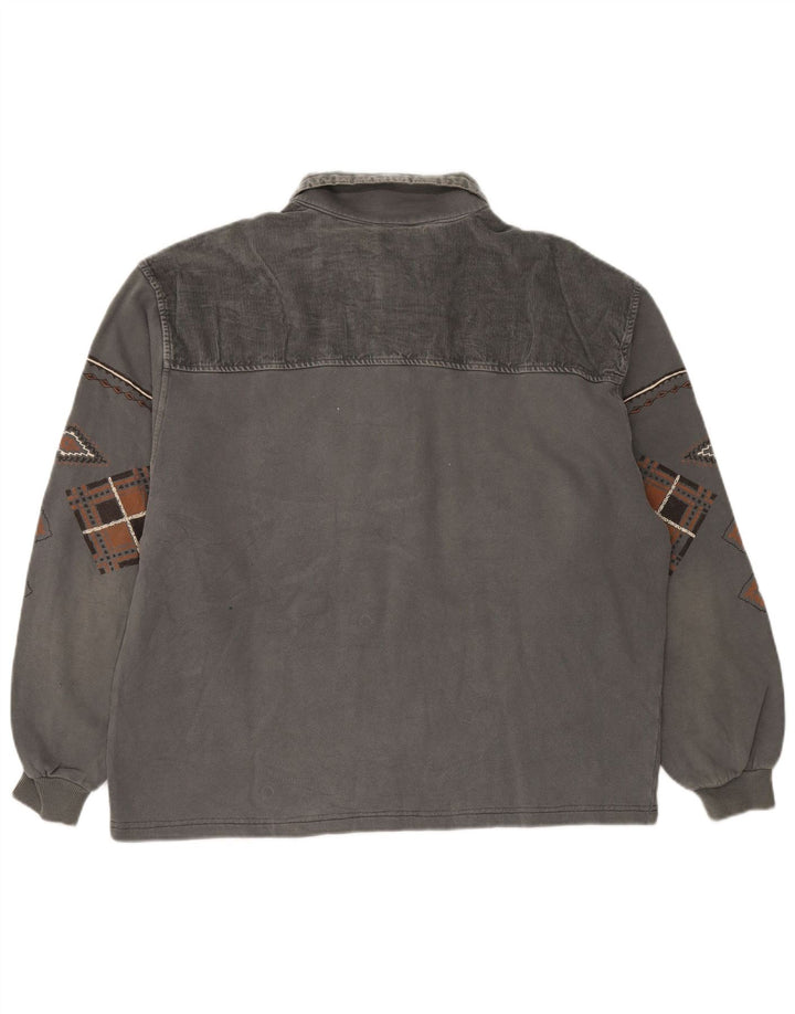 Chewan Hombre Polo Cuello Sudadera Jumper XL Gris Geométrico