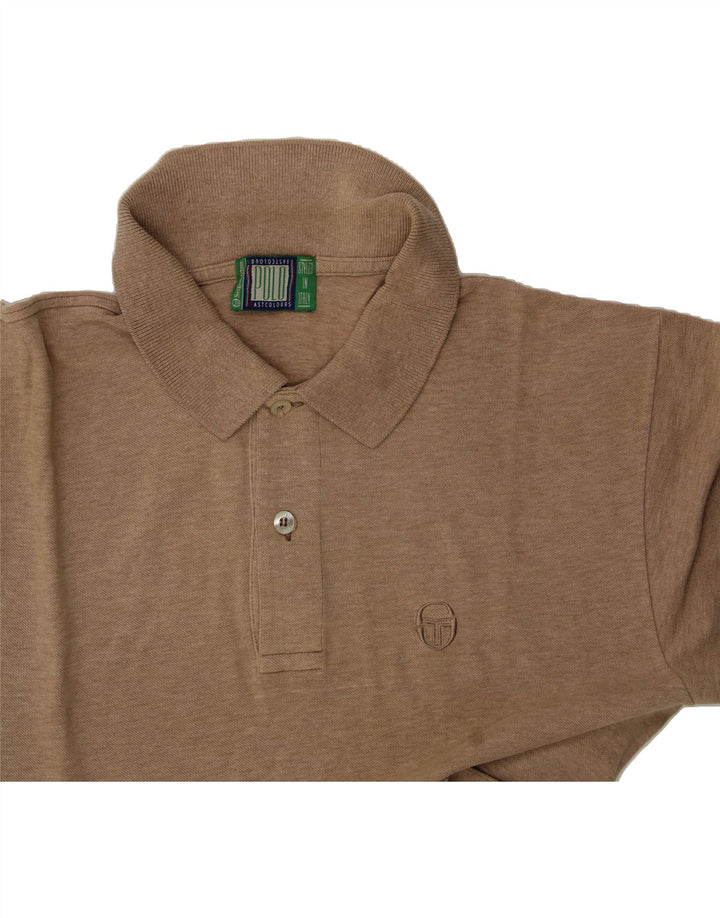 SERGIO TACCHINI Mens Polo Shirt Large Beige Cotton Vintage Sergio Tacchini and Second-Hand Sergio Tacchini from Messina Hembry 
