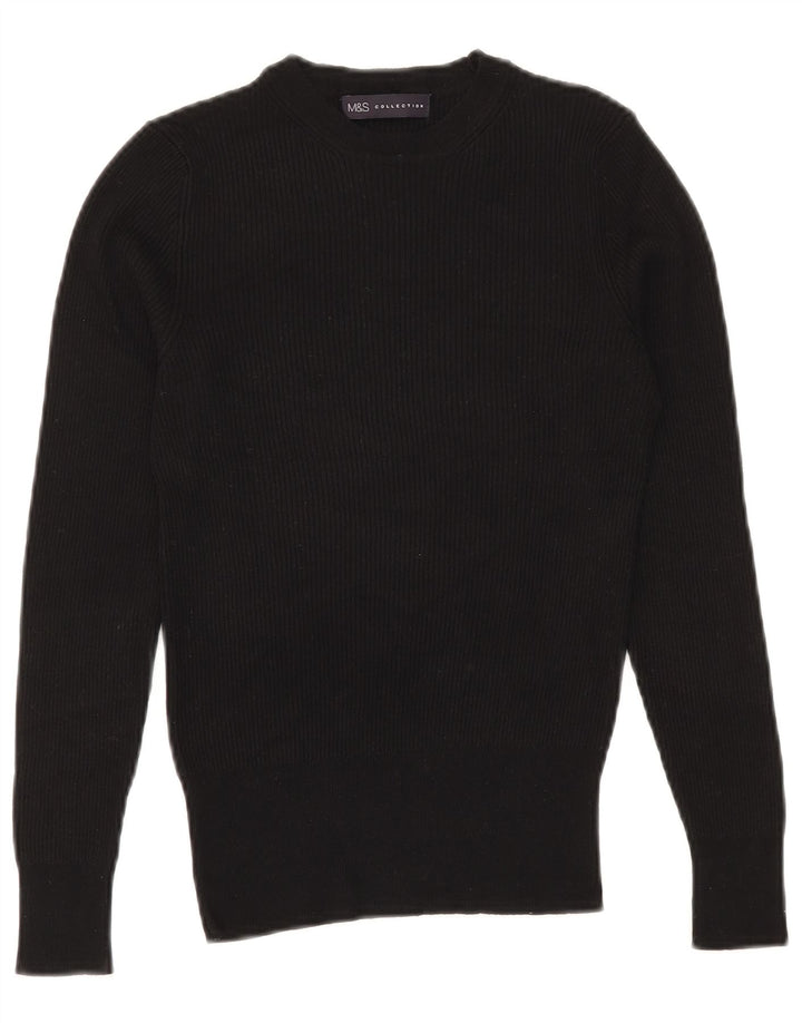 Marks & Spencer Suéter de cuello redondo para mujer UK 10 Small Black