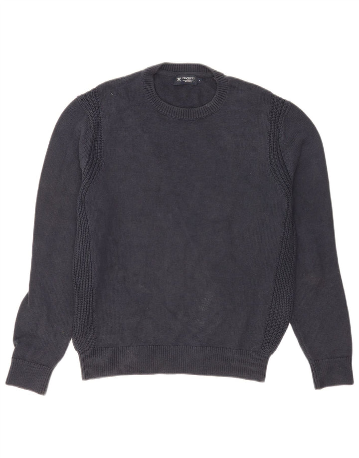 Hackett Jersey con cuello redondo para hombre, talla pequeña, algodón azul marino